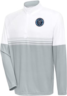 Antigua New York City FC Mens White Bender Long Sleeve 1/4 Zip Pullover