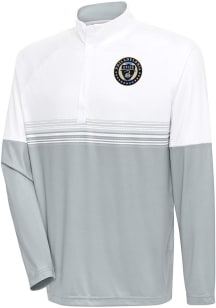 Antigua Philadelphia Union Mens White Bender Long Sleeve 1/4 Zip Pullover