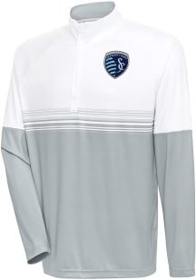 Antigua Sporting Kansas City Mens White Bender Long Sleeve 1/4 Zip Pullover