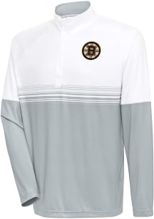 Antigua Boston Bruins Mens White Bender Long Sleeve 1/4 Zip Pullover