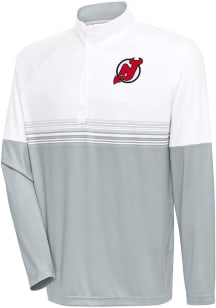 Antigua New Jersey Devils Mens White Bender Long Sleeve 1/4 Zip Pullover
