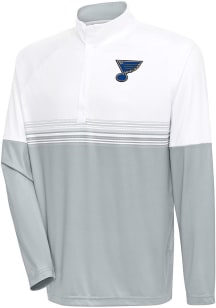 Antigua St Louis Blues Mens White Bender Long Sleeve 1/4 Zip Pullover