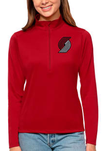 Antigua Portland Trail Blazers Womens Red Tribute 1/4 Zip Pullover