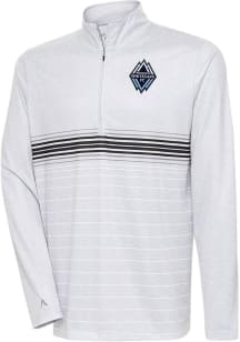 Antigua Vancouver Whitecaps FC Mens Grey Bullseye Long Sleeve 1/4 Zip Pullover