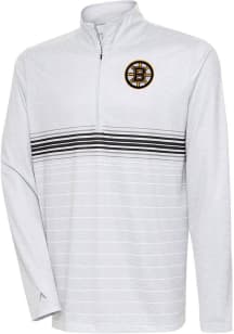 Antigua Boston Bruins Mens Grey Bullseye Long Sleeve 1/4 Zip Pullover