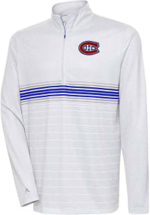 Antigua Montreal Canadiens Mens Grey Bullseye Long Sleeve 1/4 Zip Pullover