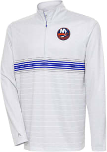 Antigua New York Islanders Mens Grey Bullseye Long Sleeve 1/4 Zip Pullover