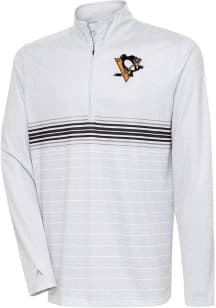 Antigua Pittsburgh Penguins Mens Grey Bullseye Long Sleeve 1/4 Zip Pullover