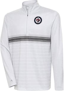 Antigua Winnipeg Jets Mens Grey Bullseye Long Sleeve 1/4 Zip Pullover