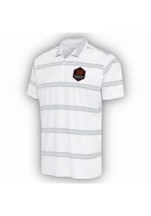 Antigua Houston Dynamo Mens White Groove Short Sleeve Polo