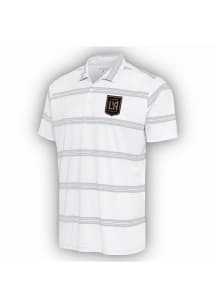 Antigua Los Angeles FC Mens White Groove Short Sleeve Polo