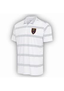 Antigua Real Salt Lake Mens White Groove Short Sleeve Polo