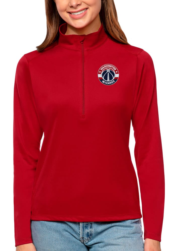 Antigua Washington Wizards Womens Red Tribute 1/4 Zip Pullover