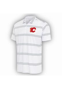 Antigua Calgary Flames Mens White Groove Short Sleeve Polo