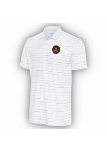 Antigua Atlanta United FC Mens White Ryder Grey Stripe Short Sleeve Polo