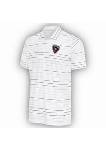 Antigua DC United Mens White Ryder Black Stripe Short Sleeve Polo