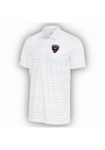 Antigua DC United Mens White Ryder Grey Stripe Short Sleeve Polo