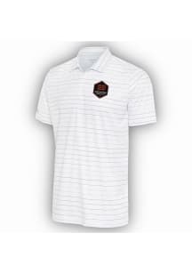 Antigua Houston Dynamo Mens White Ryder Grey Stripe Short Sleeve Polo