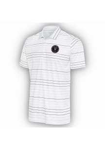 Antigua Inter Miami CF Mens White Ryder Black Stripe Short Sleeve Polo