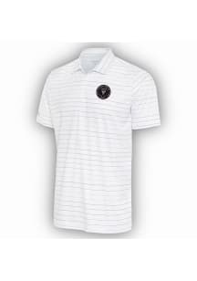Antigua Inter Miami CF Mens White Ryder Grey Stripe Short Sleeve Polo