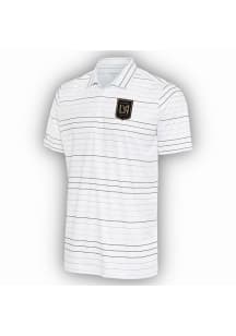 Antigua Los Angeles FC Mens White Ryder Black Stripe Short Sleeve Polo