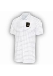 Antigua Los Angeles FC Mens White Ryder Grey Stripe Short Sleeve Polo