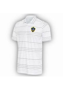 Antigua LA Galaxy Mens White Ryder Black Stripe Short Sleeve Polo