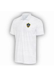 Antigua LA Galaxy Mens White Ryder Grey Stripe Short Sleeve Polo