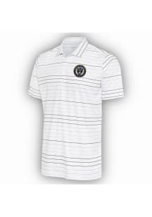 Antigua Philadelphia Union Mens White Ryder Black Stripe Short Sleeve Polo