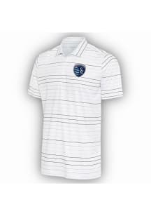 Antigua Sporting Kansas City Mens White Ryder Black Stripe Short Sleeve Polo