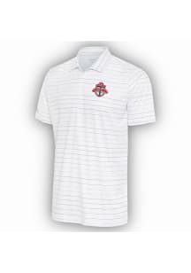 Antigua Toronto FC Mens White Ryder Grey Stripe Short Sleeve Polo
