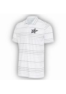 Antigua Dallas Stars Mens White Ryder Black Stripe Short Sleeve Polo