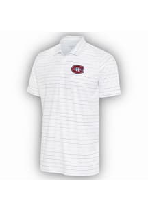 Antigua Montreal Canadiens Mens White Ryder Grey Stripe Short Sleeve Polo