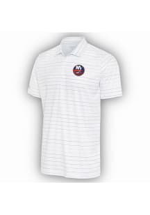 Antigua New York Islanders Mens White Ryder Grey Stripe Short Sleeve Polo