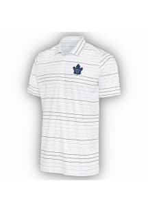 Antigua Toronto Maple Leafs Mens White Ryder Black Stripe Short Sleeve Polo