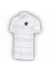 Antigua Toronto Maple Leafs Mens White Ryder Navy Stripe Short Sleeve Polo