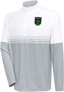 Antigua Austin FC Mens White Bender Long Sleeve 1/4 Zip Pullover