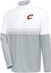 Antigua Cleveland Cavaliers Mens White Bender Long Sleeve 1/4 Zip Pullover