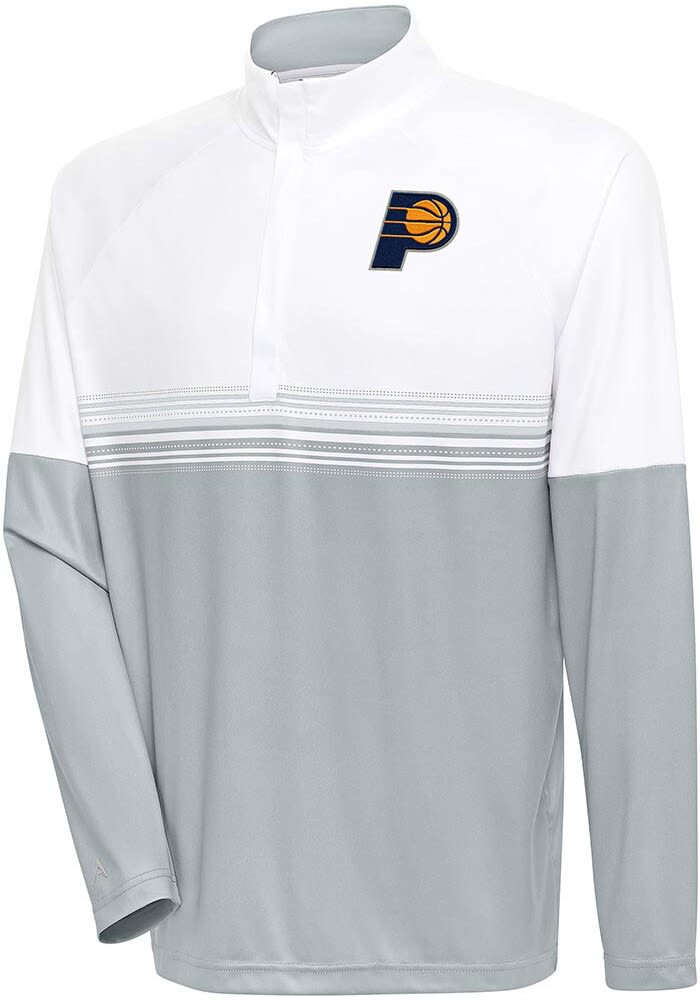 Antigua Indiana Pacers Mens WHITE/GREY Bender Pullover