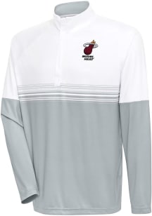 Antigua Miami Heat Mens White Bender Long Sleeve 1/4 Zip Pullover
