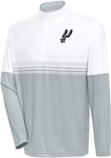 Antigua San Antonio Spurs Mens White Bender Long Sleeve 1/4 Zip Pullover