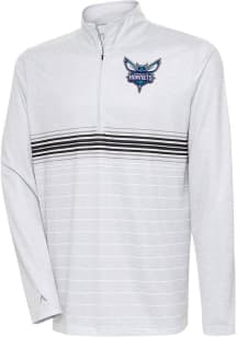 Antigua Charlotte Hornets Mens Grey Bullseye Long Sleeve 1/4 Zip Pullover