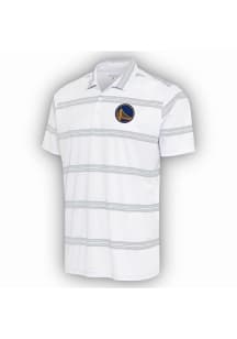 Antigua Golden State Warriors Mens White Groove Short Sleeve Polo
