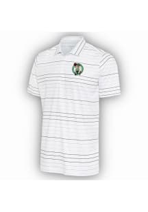 Antigua Boston Celtics Mens White Ryder Black Stripe Short Sleeve Polo