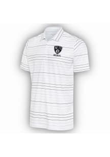 Antigua Brooklyn Nets Mens White Ryder Black Stripe Short Sleeve Polo