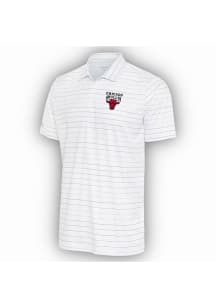 Antigua Chicago Bulls Mens White Ryder Grey Stripe Short Sleeve Polo