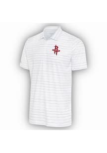 Antigua Houston Rockets Mens White Ryder Grey Stripe Short Sleeve Polo