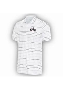 Antigua Los Angeles Clippers Mens White Ryder Black Stripe Short Sleeve Polo