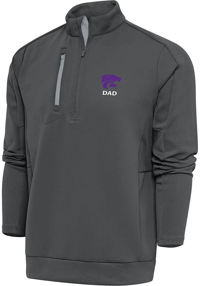 Antigua K-State Wildcats Mens Grey Dad Generation Big and Tall 1/4 Zip Pullover