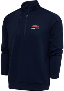 Antigua Ole Miss Rebels Mens Navy Blue Football Generation Big and Tall 1/4 Zip Pullover